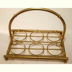 Vintage Brass Bamboo Drinking Glasses Carrier Holds 6 Glasses Cups Or Plants